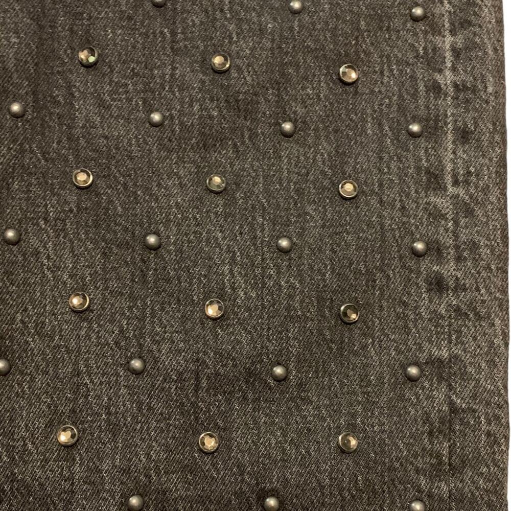 Levi's 501 Original Black‎ Cropped Studded Rhinestone Jeans Black Size 26 - Picture 5 of 12